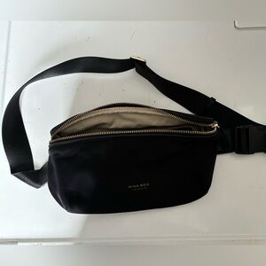 Black Nylon Crossbody Belt Bag